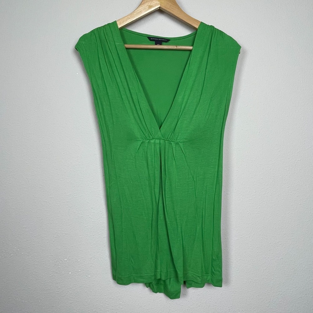 Banana Republic Y2K Green Babydoll Top XS Longline Sleeveless Festival Coquette